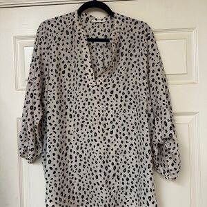 Lush Black and Cream Leopard Print Blouse